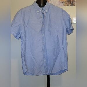 XL J Crew blue short sleeve button front dress shirt